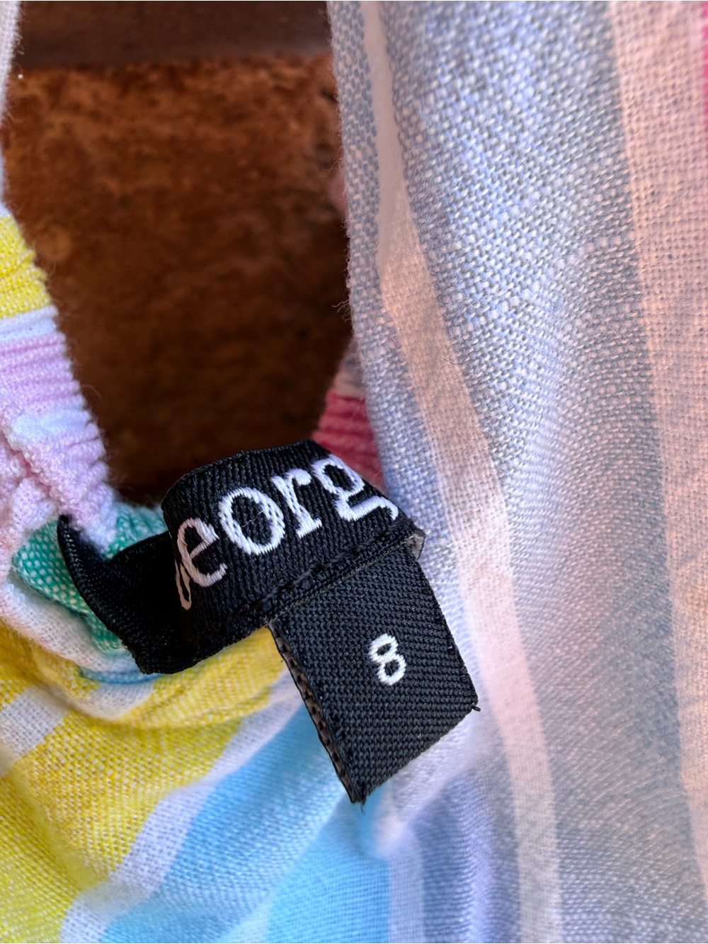 4/$25 • George Cotton Rainbow Pastel Vertical Striped Sundress - Picture 5 of 5
